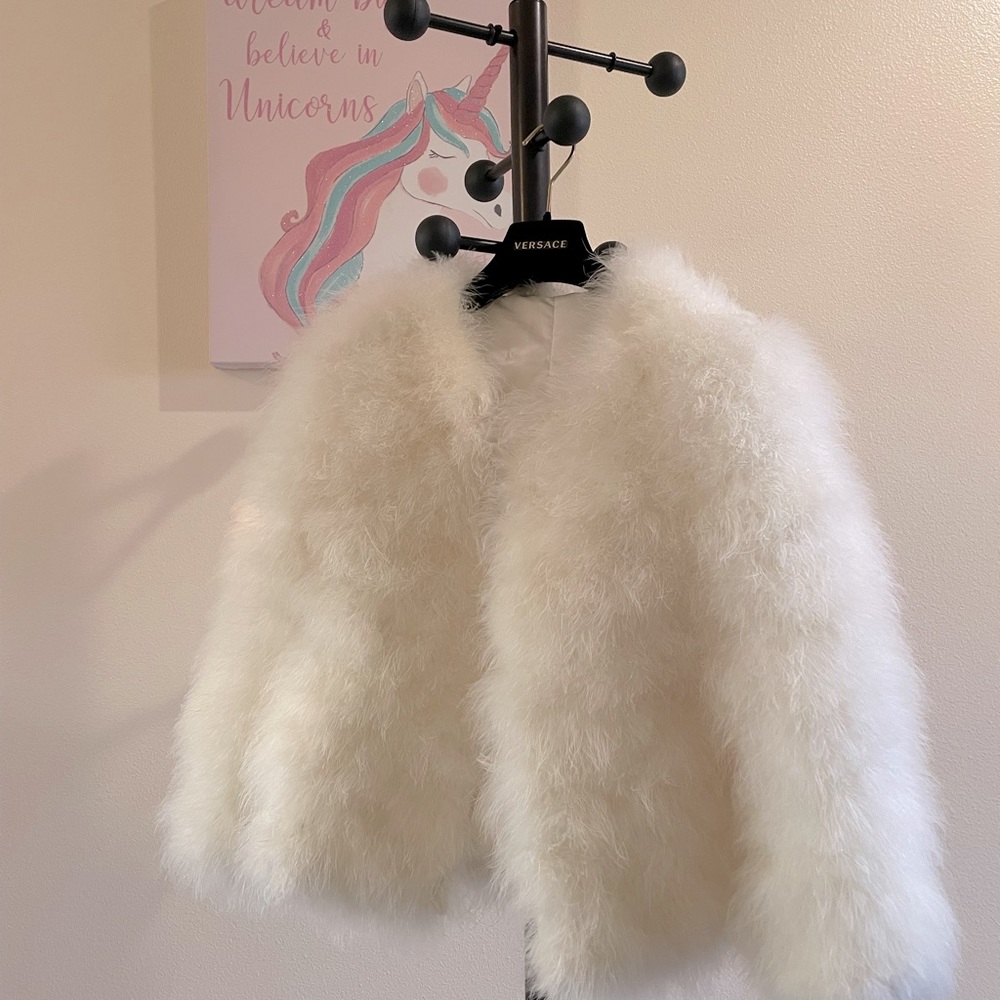 White Ostrich/Goose Feather Jacket. Like New!
